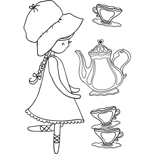 Kaisercraft - Lil' Primrose Collection - Clear Acrylic Stamp - Tea Time