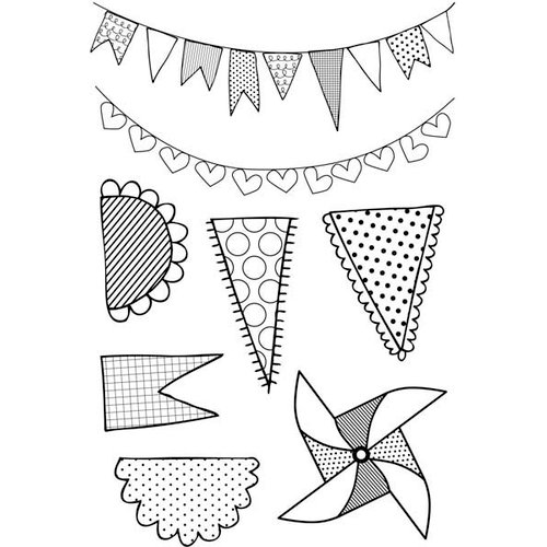 Kaisercraft - Save the Date Collection - Clear Acrylic Stamp - Pennants
