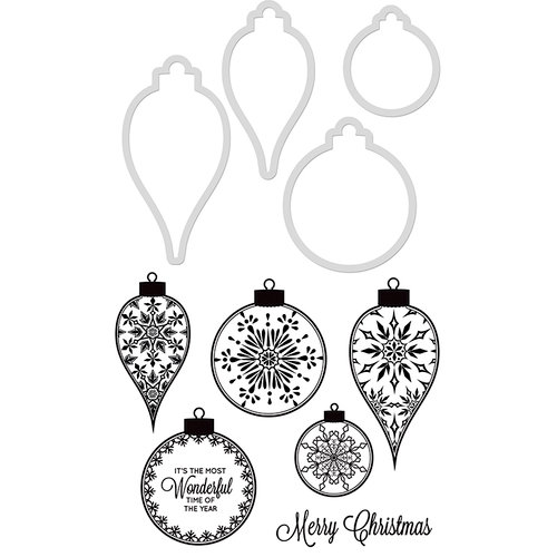 Kaisercraft - Christmas - Decorative Dies and Clear Acrylic Stamps - Flourish Baubles