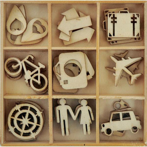 Kaisercraft - Just Landed Collection - Flourishes - Die Cut Wood Pieces Pack - Travel