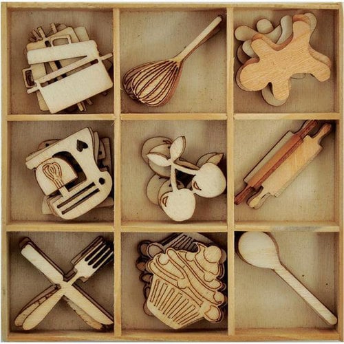 Kaisercraft - Bon Appetit Collection - Flourishes - Die Cut Wood Pieces Pack - Cooking