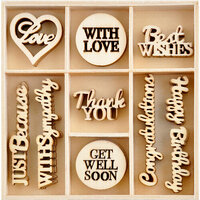 Kaisercraft - With Love Collection - Flourishes - Die Cut Wood Pieces Pack - 45 Pieces
