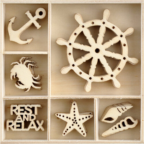Kaisercraft - Uncharted Waters Collection - Flourishes - Die Cut Wood Pieces Pack