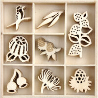 Kaisercraft - Flourishes - Die Cut Wood Pieces - Native Breeze