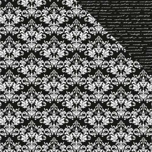 Kaisercraft - Back to Basics Collection - 12 x 12 Double Sided Paper - Black Damask