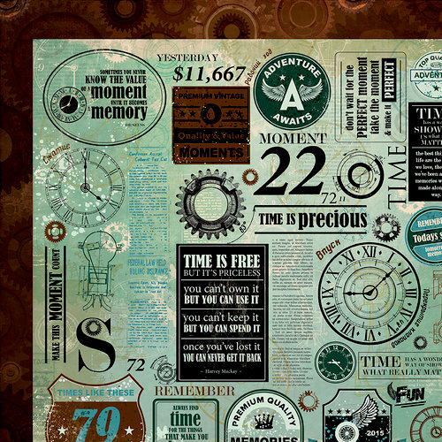 Kaisercraft - Time Machine Collection - 12 x 12 Double Sided Paper - Scriptorian