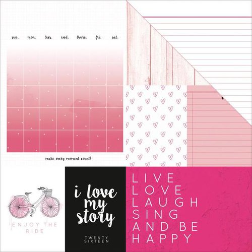 Kaisercraft - My Year, My Story Collection - 12 x 12 Double Sided Paper - Raspberry