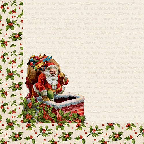 Kaisercraft - Silent Night Collection - Christmas - 12 x 12 Double Sided Paper - Down the Chimney