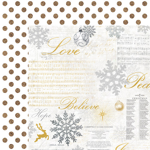 Kaisercraft - Glisten Collection - Christmas - 12 x 12 Double Sided Paper with Glitter Accents - Crystal