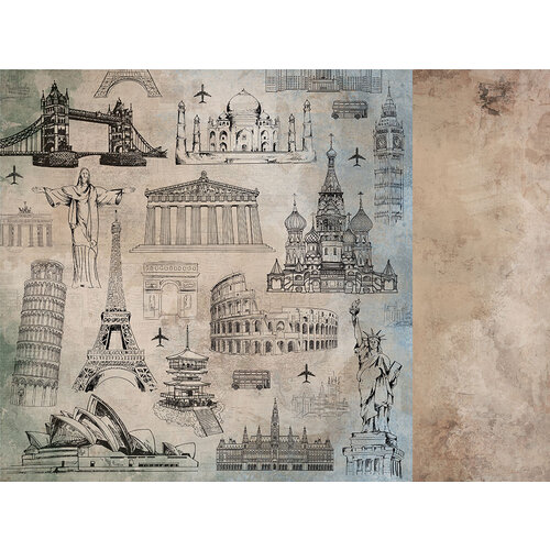 Kaisercraft - Explorer Collection - 12 x 12 Double Sided Paper - Landmarks