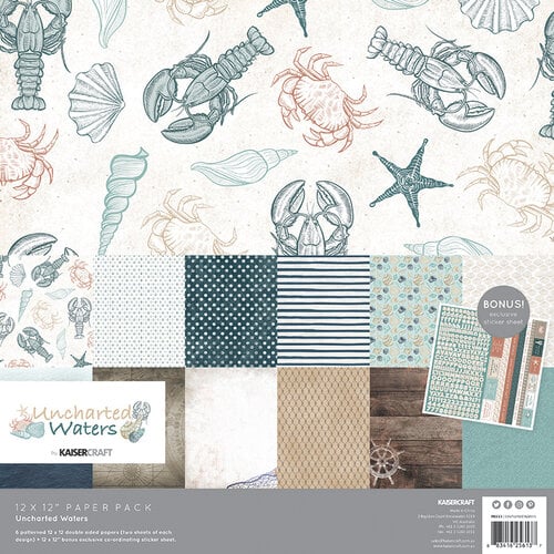 Kaisercraft - Uncharted Waters Collection - 12 x 12 Paper Pack with Bonus Sticker Sheet