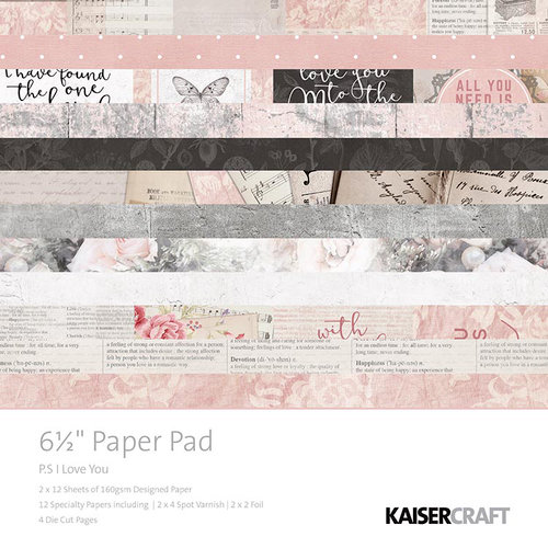 Kaisercraft - P.S. I Love You Collection - 6.5 x 6.5 Paper Pad