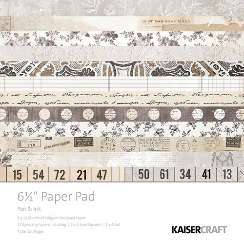 Kaisercraft - Pen and Ink Collection - 6.5 x 6.5 Paper Pad