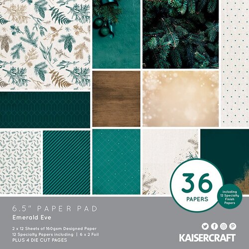 Kaisercraft - Emerald Eve Collection - Christmas - 6.5 x 6.5 Paper Pad