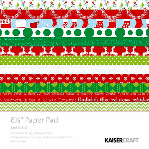 Kaisercraft - Santas List Collection - Christmas - 6.5 x 6.5 Paper Pad