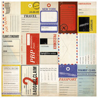Kaisercraft - Check-in Collection - 12 x 12 Perforated Paper with Varnish Accents - Journey