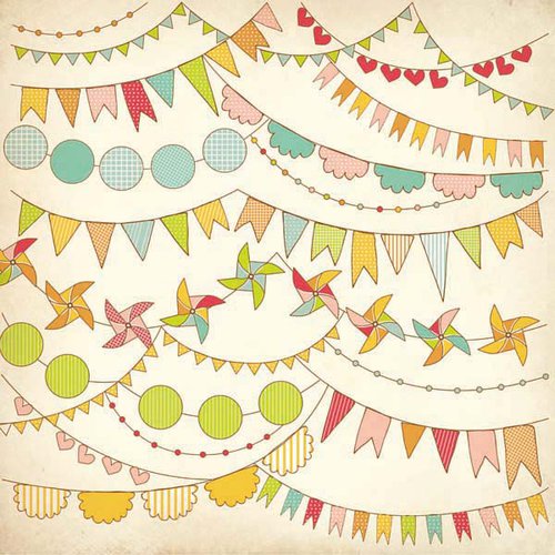 Kaisercraft - Save the Date Collection - 12 x 12 Paper with Glitter Accents - Pennants