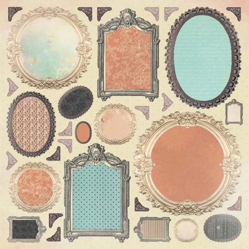 Kaisercraft - Periwinkle Collection - 12 x 12 Paper with Varnish Accents - Frames