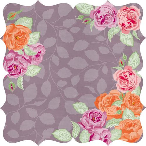 Kaisercraft - Flora Delight Collection - 12 x 12 Die Cut Paper with Varnish Accents - Dusk