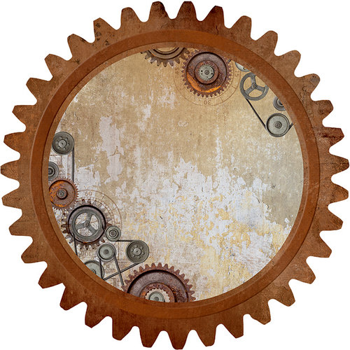 Kaisercraft - Factory 42 Collection - 12 x 12 Die Cut Paper - Cog and Pulleys