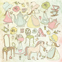 Kaisercraft - Lil' Primrose Collection - 12 x 12 Sticker Sheet - Princess