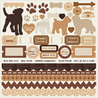 Kaisercraft - Furry Friends Collection - 12 x 12 Sticker Sheet - Dog