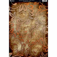 Kanban Crafts - Vintage Collection - 8 x 12 Patterned Cardstock with Foil Accents - Sorrento - Coffee Brown