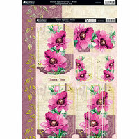 Kanban Crafts - Floral Tapestry Collection - Die Cut Punchouts and 8 x 12 Patterned Cardstock with Foil Accents - Peony