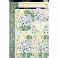 Kanban Crafts - Floral Tapestry Collection - Die Cut Punchouts and 8 x 12 Patterned Cardstock with Foil Accents - Lily