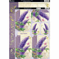 Kanban Crafts - Floral Tapestry Collection - Die Cut Punchouts and 8 x 12 Patterned Cardstock with Foil Accents - Lilac