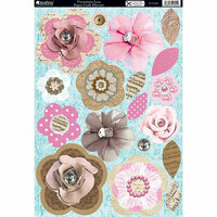 Kanban Crafts - Victoriana Blossom Collection - Die Cut Punchouts with Glitter Accents - Lace Flowers