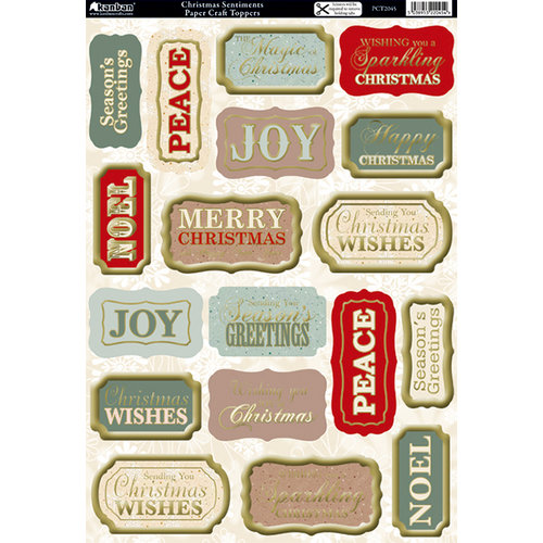 Kanban Crafts - The Christmas Collection - Die Cut Punchouts with Foil and Glitter Accents - Sentiments