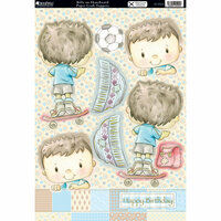 Kanban Crafts - Patchwork Pals Collection - Die Cut Punchouts with Foil Accents - Billy on Skateboard