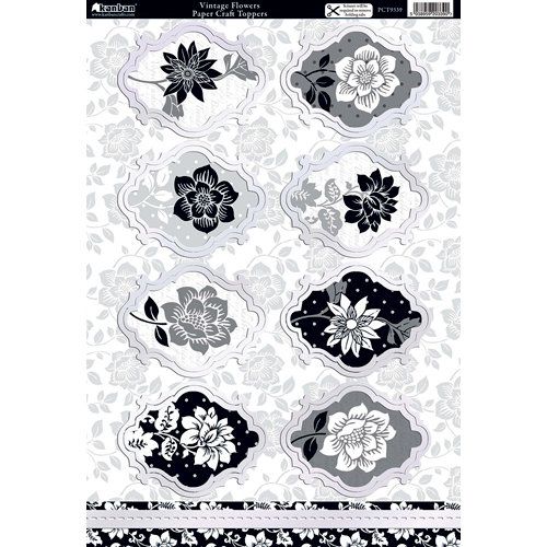 Kanban Crafts - Shabby Chic Collection - Die Cut Punchouts with Foil Accents - Vintage Flowers