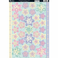 Kanban Crafts - Seasons Collection - Die Cut Punchouts with Foil Accents - Spring - Flowers Aqua