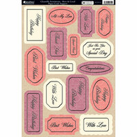 Kanban Crafts - Mitford Collection - Die Cut Punchouts - Chantilly Sentiments - Rose and Coral