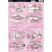 Kanban Crafts - Cavendish Ladies Collection - Die Cut Punchouts and 8 x 12 Patterned Cardstock - Chiffon Pink Cameos