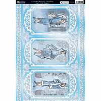 Kanban Crafts - Cavendish Ladies Collection - Die Cut Punchouts and 8 x 12 Patterned Cardstock - Steel Blue Portraits