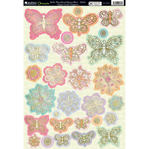 Kanban Crafts - Mitford Collection - Die Cut Punchouts with Foil Accents - Bella Woodland Butterflies - Multi