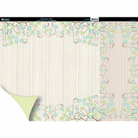 Kanban Crafts - Free as a Bird Collection - 12 x 12 Double Sided Patterned Cardstock with Coordinating Strip - Floral Frame - Blue