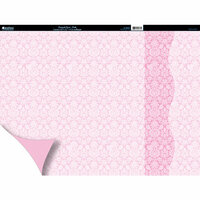Kanban Crafts - Free as a Bird Collection - 12 x 12 Double Sided Patterned Cardstock with Coordinating Strip - Damask Rose - Pink