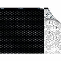 Kanban Crafts - Shabby Chic Collection - 12 x 12 Double Sided Patterned Cardstock with Coordinating Strip - Chic Dots - Black