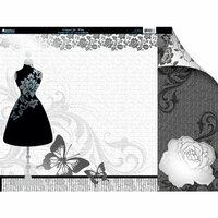 Kanban Crafts - Shabby Chic Collection - 12 x 12 Double Sided Patterned Cardstock with Coordinating Strip - Couture Chic - White