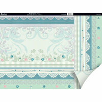 Kanban Crafts - English Riviera Collection - 12 x 12 Double Sided Patterned Cardstock with Coordinating Strip - Green