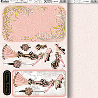 Kanban Crafts - Yvette Jordan Collection - Die Cut Punchouts and 8 x 12 Patterned Cardstock - My Fair Lady - Pink