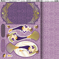 Kanban Crafts - Yvette Jordan Collection - Die Cut Punchouts and 8 x 12 Patterned Cardstock - Belle Epoque - Violet