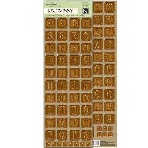 K and Company - Eco-Modern Collection - Embossed Stickers - Alphabet