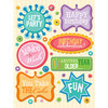 K and Company - Confetti Collection - Grand Adhesions Stickers with Glitter and Gem Accents - Birthday Words
