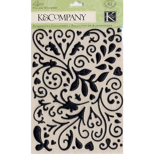 K and Company - Elegance Collection - Puffy Glitter Stickers - Black, CLEARANCE