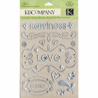 K and Company - Elegance Collection - Foil Embossed Stickers - Words and Swirls  , CLEARANCE
